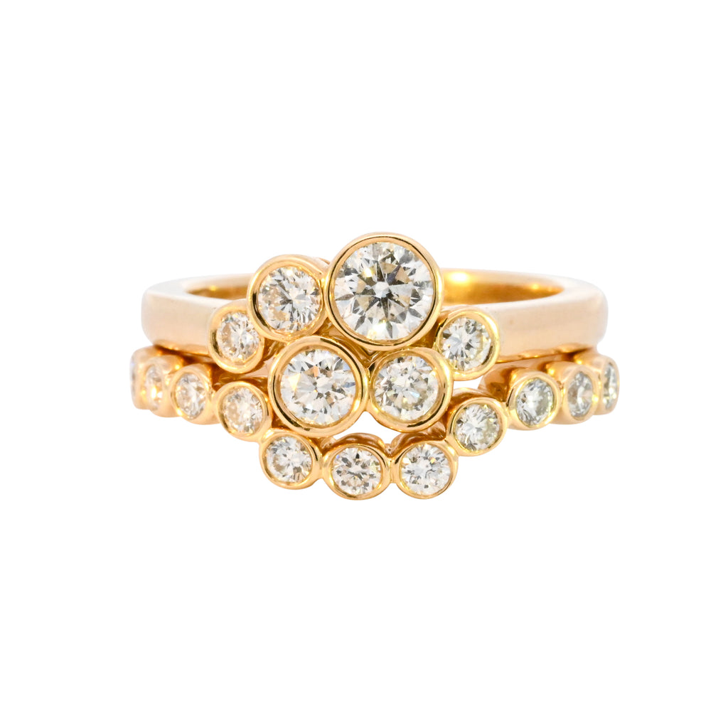 18ct Yellow Gold 6 Stone Diamond Bubble Ring