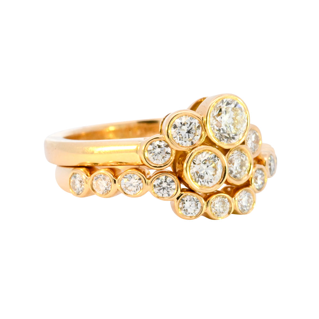 18ct Yellow Gold 6 Stone Diamond Bubble Ring