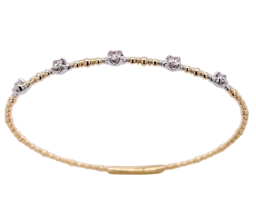 14ct Yellow Gold 2 Colour Flexible 0.32ct Diamond Bangle