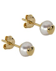 9ct Yellow Gold 6mm Freshwater Pearl and Heart Design Stud Earrings