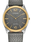 Mens Steel Citizen Eco Drive Stiletto Ultra Slim Watch on Leather Strap