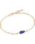 Gold Vermeil Ania Haie Lapis Emblem Chain Bracelet