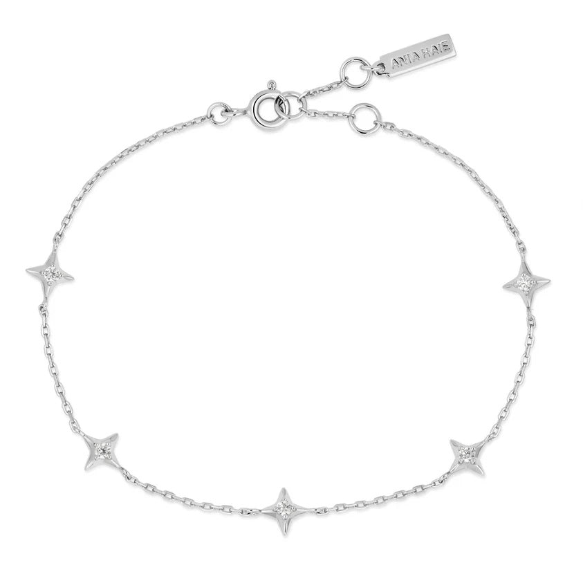 Sterling Silver Ania Haie Stars Station Bracelet