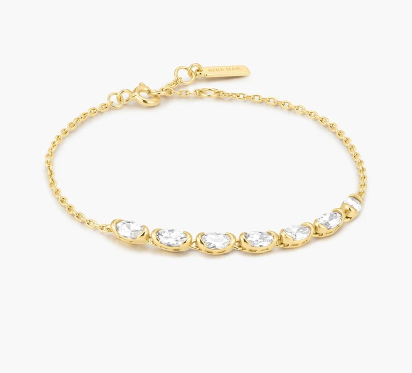 Gold Vermeil Ania Haie Half-Bezel Oval Half-Tennis Bracelet