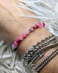 Sterling Silver & Hot Pink Agate Dollie Jewellery Stacking Bracelet