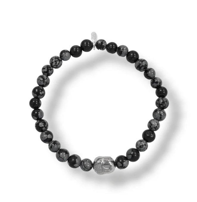 Sterling Silver Obsidian Calm Stacking Bracelet