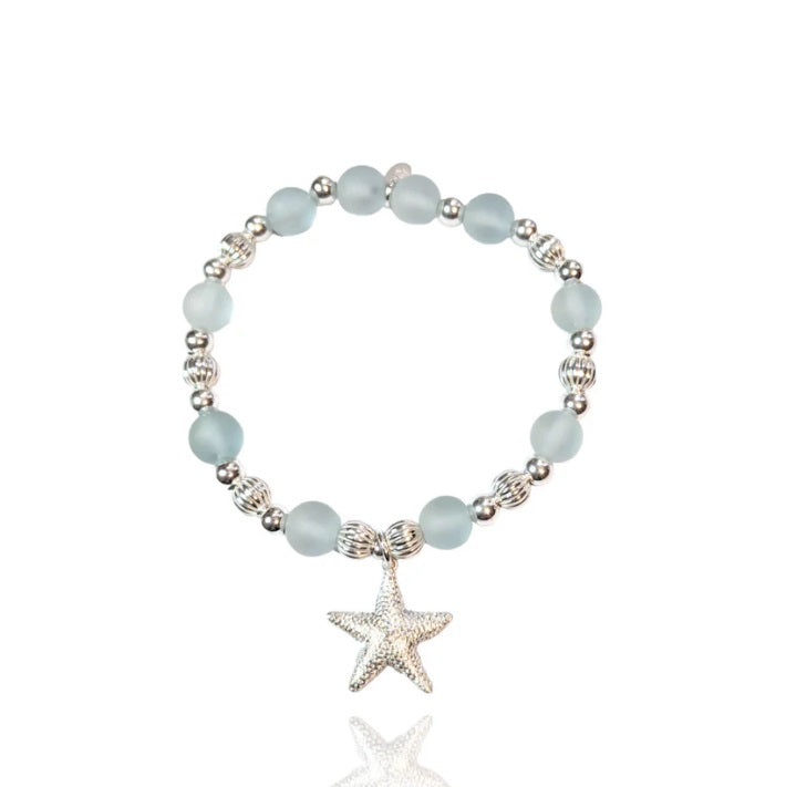 Sterling Silver Dollie Jewellery Seaglass Starfish Stacking Bracelet