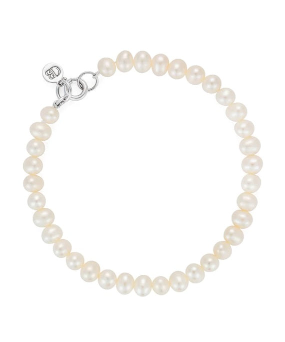 Sterling Silver Claudia Bradby Button Pearl Bracelet