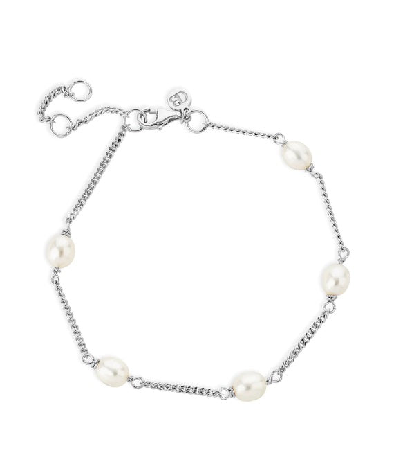 Sterling Silver Claudia Bradby Favourite Pearl and Chain Bracelet