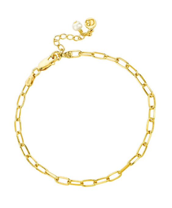 Gold on Sterling Silver Claudia Bradby Paperclip Layering Chain Bracelet