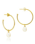 Gold Tone Claudia Bradby Pearl Hoop Earrings