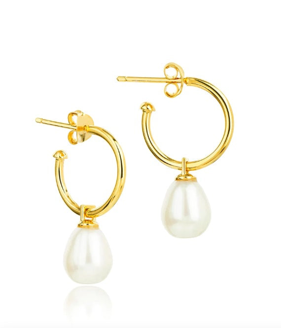 Gold Tone Claudia Bradby Favourite Pearl Hoop Earrings