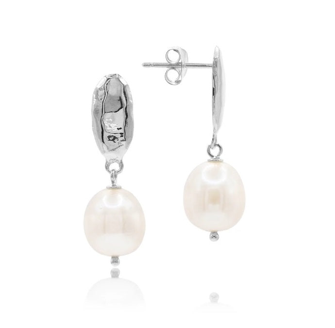Sterling Silver Claudia Bradby Mermaid Pearl drop earrings