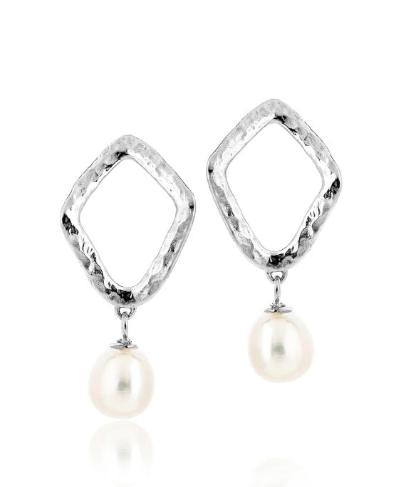 Sterling Silver Claudia Bradby Thalassa Ripple Pearl Drop Earrings