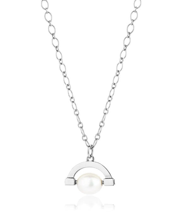 Sterling Silver Claudia Bradby Meditative Pearl Spinner Necklace