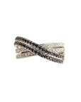 Pre Owned 18ct White Gold White & Black Diamond Crossover Ring