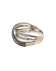 Pre Owned 18ct White Gold White & Black Diamond Crossover Ring