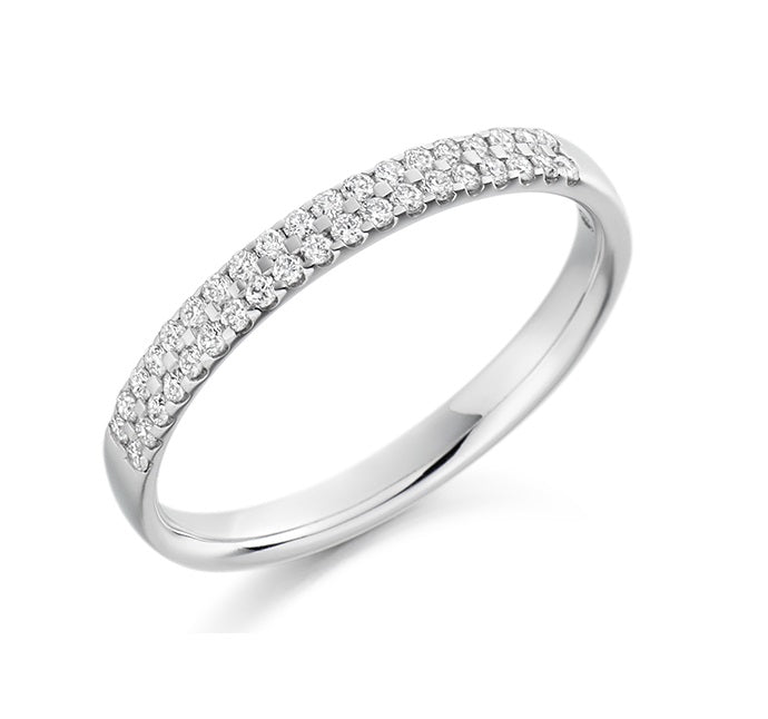 Platinum 0.37ct 2 Row Diamond Half Eternity Ring