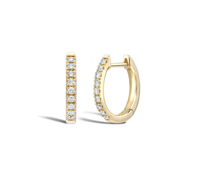 9ct Yellow Gold Diamond Hinged Hoop Earrings