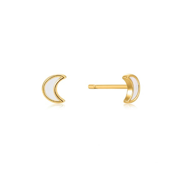 Gold Vermeil Ania Haie Moon Stud Earrings