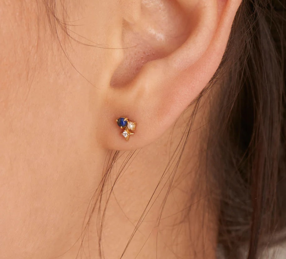 Gold Vermeil Ania Haie Lapis Star Stud Earrings