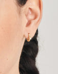 Gold Vermeil Pearl Cabochon Huggie Hoop Earrings