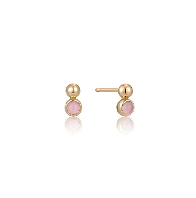 Gold Vermeil Ania Haie Orb Rose Quartz Stud Earrings