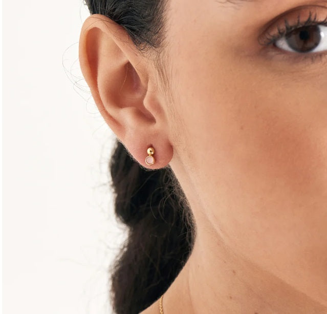 Gold Vermeil Ania Haie Orb Rose Quartz Stud Earrings
