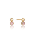 Gold Vermeil Ania Haie Orb Rose Quartz Stud Earrings