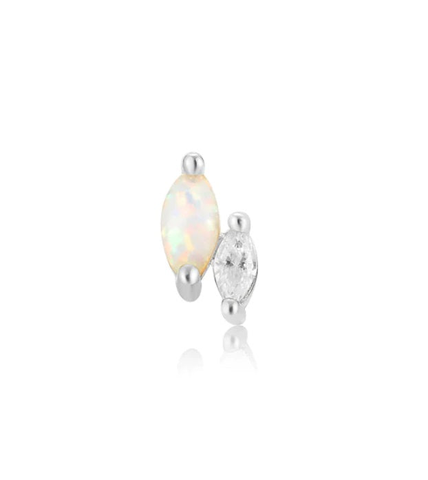 Sterling Silver Ania Haie Kyoto Opal and Sparkle Marquise Barbell Single Earring