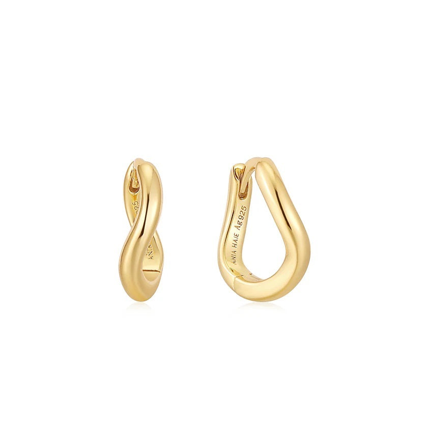 Gold Vermeil Ania Haie Twist Huggie Hoop Earrings