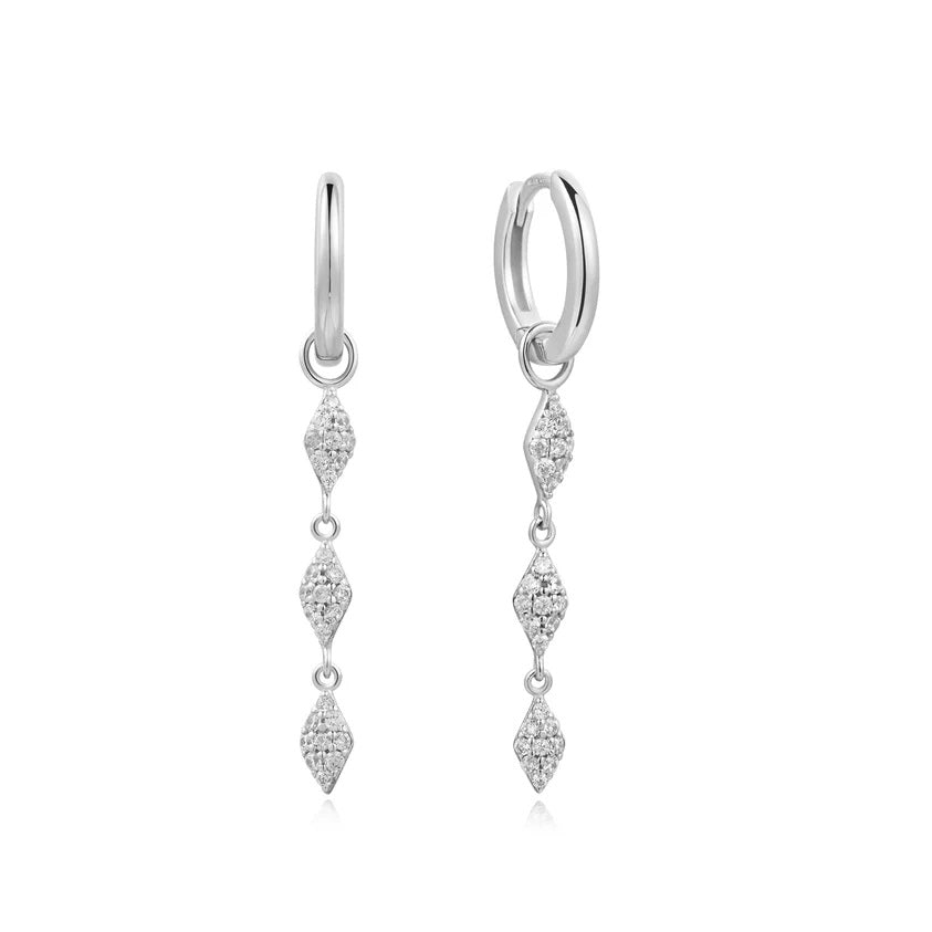 Sterling Silver Ania Haie Pavé Sparkle Drop Huggies
