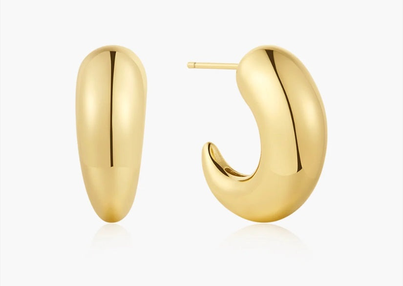 Gold Vermeil Ania Haie Large Dome Stud Hoop Earrings
