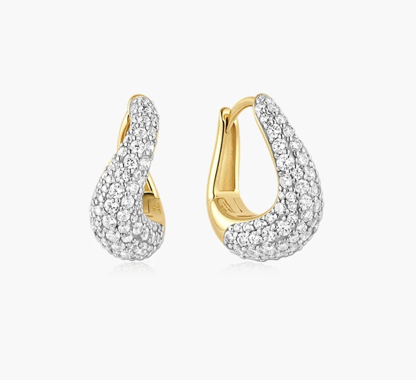 Gold Vermeil Ania Haie Gold Pavé Wave Huggie Hoop Earrings