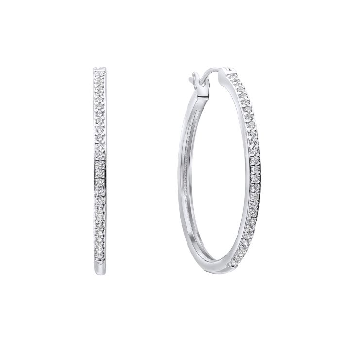 Sterling Silver Diamonfire 33mm Large Hoop Earrings