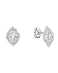 Sterling Silver Diamonfire Oval Cluster Stud Earrings