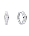 Sterling Silver Diamonfire Channel Set Baguette Zirconia Hoop Earrings