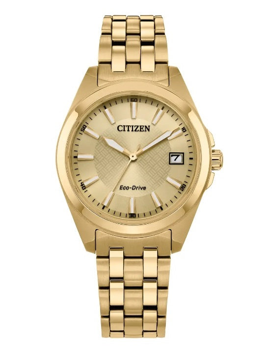 Ladies Gold Tone Citizen Eco Drive Date Watch on Bracelet