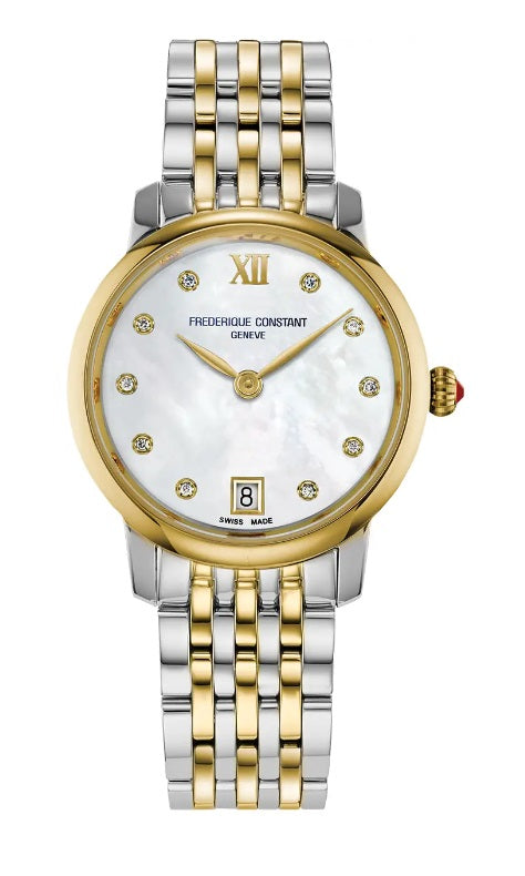 Ladies 2 Colour Frederique Constant Slimline Diamond Set Watch on Bracelet