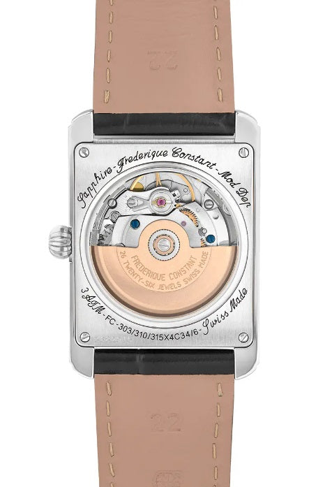 Mens Steel Frederique Constant Classics Carrée Automatic Watch on Leather Strap