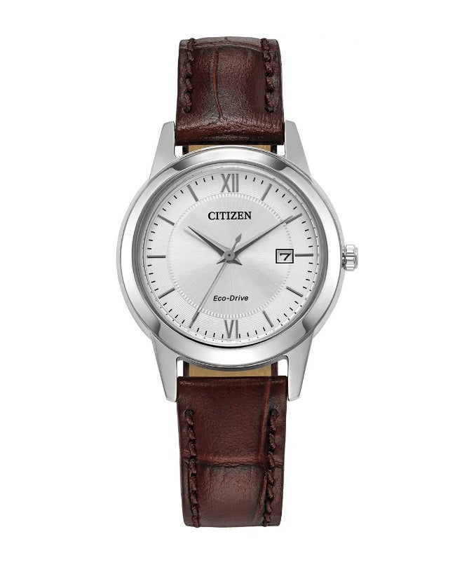 Ladies Steel Citizen Eco Drive Watch on Leather Strap