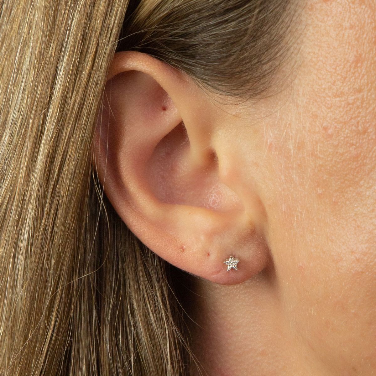 9ct White Gold Diamond Set Star Stud Earrings