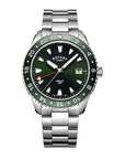 Mens Steel Rotary Henley Green GMT Watch on Bracelet