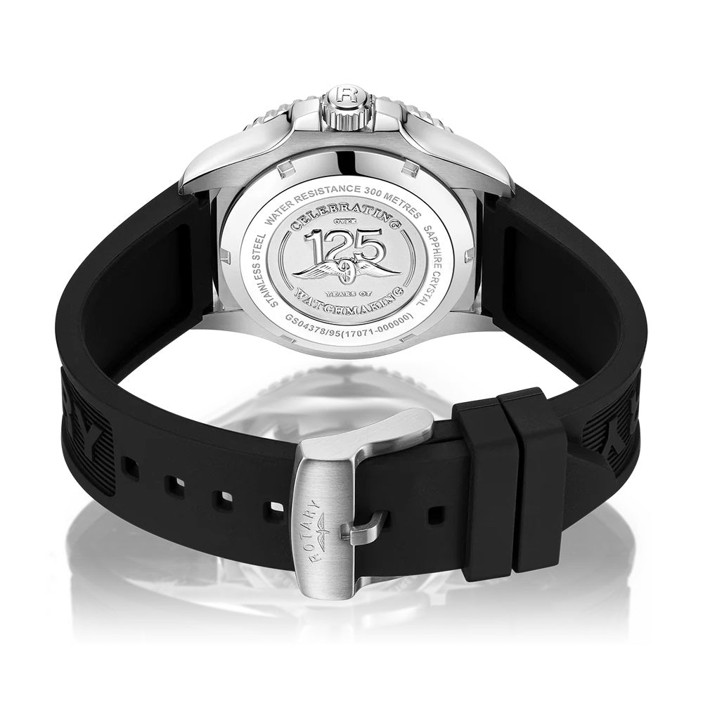 Mens Steel Rotary Seamatic Automatic GMT Watch on Rubber Strap