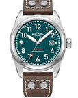 Mens Steel Rotary Commando Pilot Watch on Leather Strap