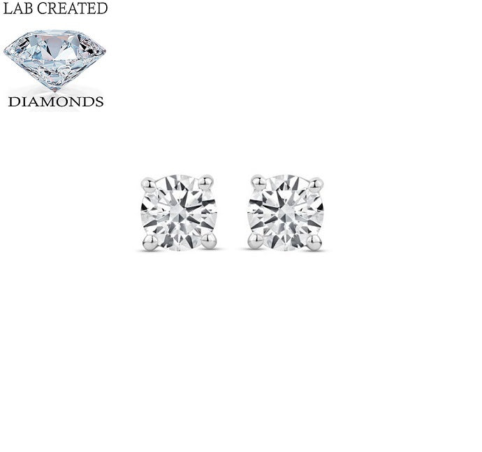 9ct White Gold 1.53ct 4 Claw Set Laboratory Grown Diamond Stud Earrings