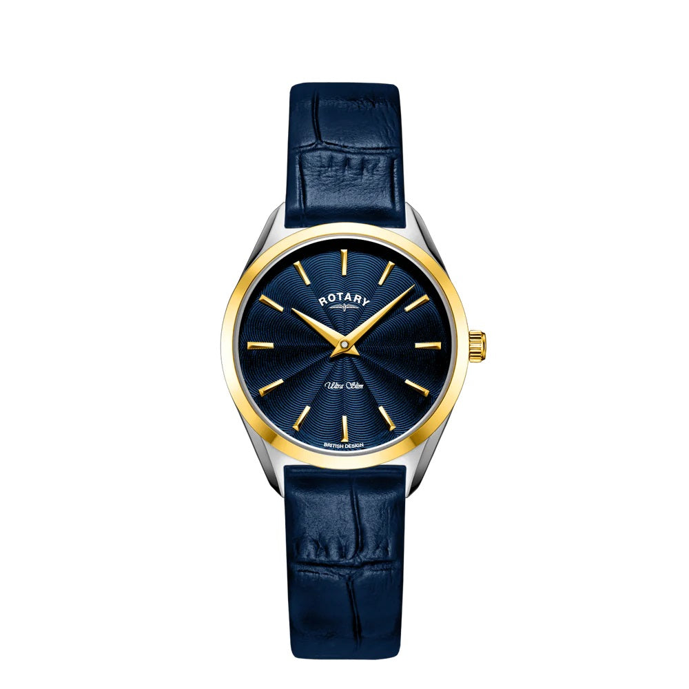 Ladies 2 Colour Rotary Ultra Slim Watch on Leather Strap