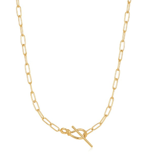 Gold Vermeil Ania Haie Knot T Bar Chain Necklace