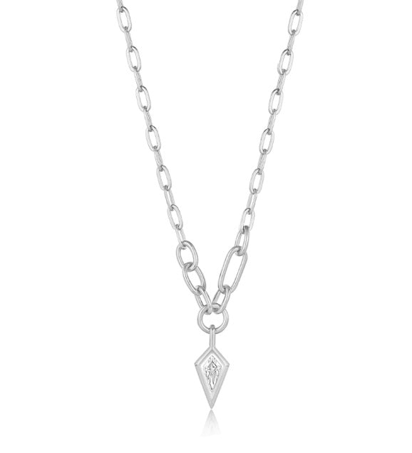 Sterling Silver Ania Haie Sparkle Drop Pendant Chunky Chain Necklace