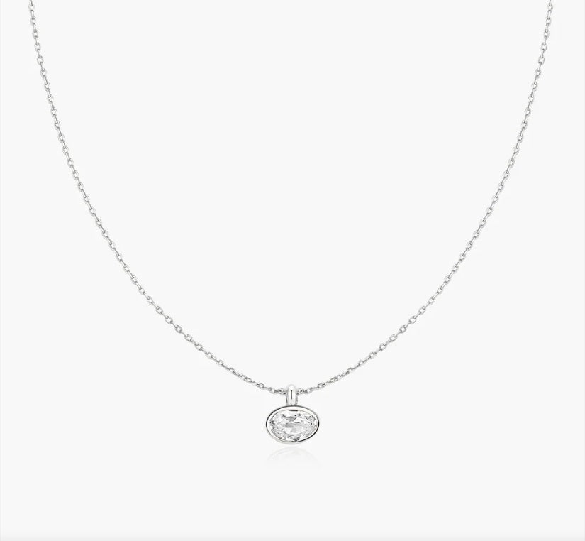 Sterling Silver Ania Haie Bezel Organic Pebble Necklace